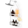image:imageUmbra Flex Shower Caddy Hanging 2 Shelves Bathroom Organizer White  Flexible silicone bands drainage system mold resistant bottle collars overhead mountWhite