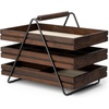 image:imageUmbra Terrace Jewelry Tray 3Tier Sliding Organizer BlackWalnut  Rubberwood linenlined compartments metal frame vertical storage protects delicate items different dividers7 x 10 x 8 inches