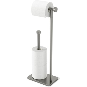 image:imageUmbra Cappa Toilet Paper Stand Freestanding Metal with Reserve Nickel  Compact vertical storage holds 3 rolls elevated base sturdy construction bathroom organizer fits small spacesNickel