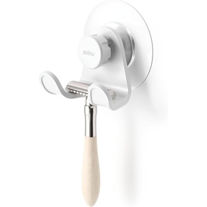 image:imageUmbra Flex Adhesive Double Hook Removable Shower Towel Hook White  Rust proof easy to clean fits tiles and drywall bathroom organizer recycled plasticHook