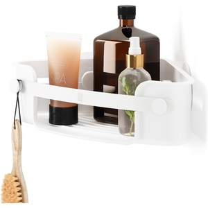 image:imageUmbra Flex Adhesive Shower Corner Shelf for Bathroom White  Strong adhesive backing secure wall attachment easy installation