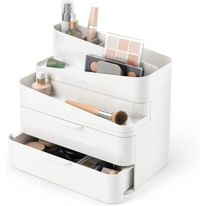 image:imageUmbra Glam Drawer Organizer Stackable Makeup Storage Large White  Rubber feet removable dividers easy to clean fits bathroom or office recycled plasticLarge