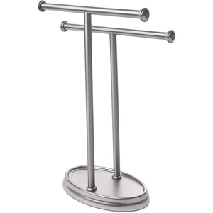 image:imageUmbra Palm Double Hand Towel Tree Brushed Nickel 2 Towels Holder and Accessories Stand for Bathroom Vanities  Slim Modern Durable Bars With Base Serves as a Jewelry Tray for Rings 425 Length x 105 Height x 375 Width Model021019410Modern