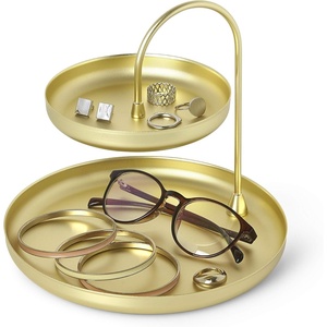 image:imageUmbra Poise Large Double Attractive Storage You Can Leave Out TwoTiered Jewelry Tray BlackBrass