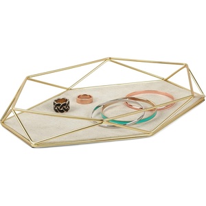 image:imageUmbra Prisma Tray Geometric Plated Jewelry Storage Matte BrassBrass