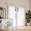 image:imageUmbra Bellwood Curtain Rod Adjustable 42 to 120 Inches WhiteNatural  Steel and wood construction supports up to 22 lbs includes mounting hardware fits wide range of windowsWhiteNatural