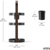 image:imageUmbra Bellwood Makeup Organizer with Handle Large BlackWalnut  Three tier capacity removable brush cup integrated carry design vanity countertop use sixty percent recycled plastic