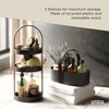 image:imageUmbra Bellwood Makeup Organizer with Handle Large BlackWalnut  Three tier capacity removable brush cup integrated carry design vanity countertop use sixty percent recycled plastic