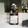 image:imageUmbra Bellwood Makeup Organizer with Handle Large BlackWalnut  Three tier capacity removable brush cup integrated carry design vanity countertop use sixty percent recycled plastic