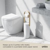image:imageUmbra Bellwood Toilet Paper Holder with Storage 3 Rolls WhiteNatural  Wood accents compact for small spaces builtin tray recycled plastic