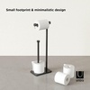 image:imageUmbra Cappa Toilet Paper Stand Freestanding Metal with Reserve Black  Compact vertical storage holds 3 rolls elevated base sturdy construction bathroom organizer fits small spaces