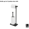 image:imageUmbra Cappa Toilet Paper Stand Freestanding Metal with Reserve Black  Compact vertical storage holds 3 rolls elevated base sturdy construction bathroom organizer fits small spaces