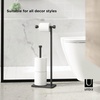 image:imageUmbra Cappa Toilet Paper Stand Freestanding Metal with Reserve Black  Compact vertical storage holds 3 rolls elevated base sturdy construction bathroom organizer fits small spaces