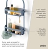 image:imageUmbra Flex Shower Caddy Hanging 2 Shelves Bathroom Organizer Slate Blue  Flexible silicone bands drainage system mold resistant bottle collars overhead mount