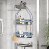 image:imageUmbra Flex Shower Caddy Hanging 2 Shelves Bathroom Organizer Slate Blue  Flexible silicone bands drainage system mold resistant bottle collars overhead mount
