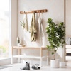 image:imageUmbra Flip Coat Rack Wall Mount 8Hook Space Saving Light WalnutWarm Gold