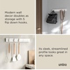 image:imageUmbra Flip Coat Rack Wall Mounted 5Hook Space Saving White  Real wood and steel build retractable hooks fold flat holds coats bags and scarves easy installWhiteWhite