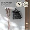 image:imageUmbra Flip Coat Rack Wall Mounted 5Hook Space Saving White  Real wood and steel build retractable hooks fold flat holds coats bags and scarves easy installWhiteWhite
