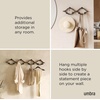 image:imageUmbra Montage Coat Rack Wall Mounted 6 Hooks WhiteNatural  Birch wood construction 30 lb total capacity 5 lb each renewable sourcesBlackWalnut