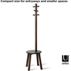 image:imageUmbra Pillar Coat Rack with Stool Freestanding 6 Hooks BlackWalnut  Rubberwood and metal construction spacesaving vertical design no tools assembly holds bags or plants