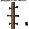image:imageUmbra Pillar Coat Rack with Stool Freestanding 6 Hooks BlackWalnut  Rubberwood and metal construction spacesaving vertical design no tools assembly holds bags or plants
