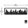 image:imageUmbra Skyline Coat Rack Wall Mounted 5 Retractable Hooks Black  Holds up to five pounds space saving doubles as art includes hardware contemporary style easy install recycled plasticBlack