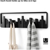 image:imageUmbra Skyline Coat Rack Wall Mounted 5 Retractable Hooks Black  Holds up to five pounds space saving doubles as art includes hardware contemporary style easy install recycled plasticBlack
