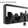 image:imageUmbra Skyline Coat Rack Wall Mounted 5 Retractable Hooks Black  Holds up to five pounds space saving doubles as art includes hardware contemporary style easy install recycled plasticBlack