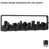 image:imageUmbra Skyline Coat Rack Wall Mounted 5 Retractable Hooks Black  Holds up to five pounds space saving doubles as art includes hardware contemporary style easy install recycled plasticBlack