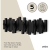 image:imageUmbra Sticks Wall Mount Coat Rack 5 Hook Retractable Pegs Grey  Mounting hardware included sculptural modern design entryway or bedroom use recycled plasticBlack