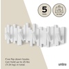 image:imageUmbra Sticks Wall Mount Coat Rack 5 Hook Retractable Pegs Grey  Mounting hardware included sculptural modern design entryway or bedroom use recycled plasticWhite