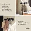 image:imageUmbra Sticks Wall Mount Coat Rack 5 Hook Retractable Pegs Grey  Mounting hardware included sculptural modern design entryway or bedroom use recycled plasticBlack