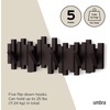 image:imageUmbra Sticks Wall Mount Coat Rack 5 Hook Retractable Pegs Grey  Mounting hardware included sculptural modern design entryway or bedroom use recycled plasticEspresso