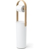 image:imageUmbra Bellwood Toilet Paper Holder with Storage 3 Rolls WhiteNatural  Wood accents compact for small spaces builtin tray recycled plastic