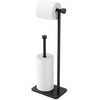 image:imageUmbra Cappa Toilet Paper Stand Freestanding Metal with Reserve Black  Compact vertical storage holds 3 rolls elevated base sturdy construction bathroom organizer fits small spaces