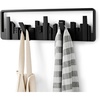 image:imageUmbra Skyline Coat Rack Wall Mounted 5 Retractable Hooks Black  Holds up to five pounds space saving doubles as art includes hardware contemporary style easy install recycled plasticBlack