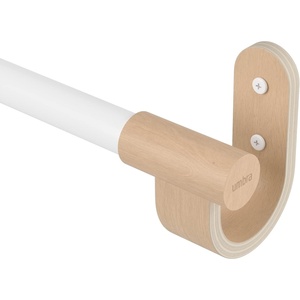 image:imageUmbra Bellwood Curtain Rod Adjustable 42 to 120 Inches WhiteNatural  Steel and wood construction supports up to 22 lbs includes mounting hardware fits wide range of windowsWhiteNatural