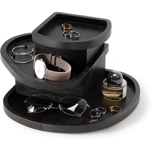 image:imageUmbra Cove Storage Box 3Tier Stackable Jewelry Organizer Natural  Engineered wood hidden compartments linen lining nonslip rubber feet surface protectionBlack
