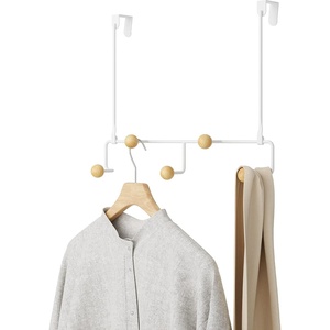 image:imageUmbra Estique Over the Door Organizer 5Hook Steel Small WhiteNatural  Holds coats bags and hats no tools needed slim profile entryway or closet useWhiteNatural