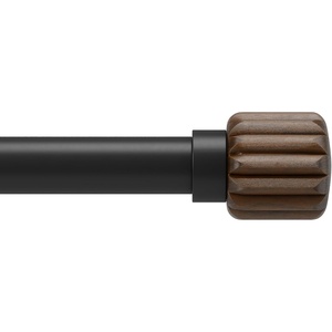 image:imageUmbra Evie Curtain Rod NoDrill Steel 42 to 120 Inches BlackWalnut  Textured pleated finials clean cylindrical profile installs in seconds minimal wall impact