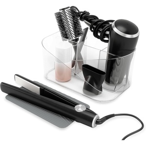 image:imageUmbra Glam Organizer Countertop Makeup and Cosmetic MultiFunction Storage for Hair Tools with Dividers ClearDark GrayClear
