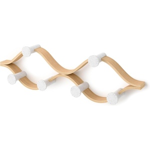 image:imageUmbra Montage Coat Rack Wall Mounted 6 Hooks WhiteNatural  Birch wood construction 30 lb total capacity 5 lb each renewable sourcesWhiteNatural