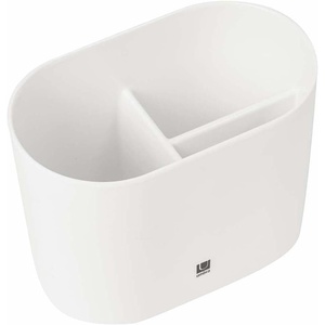 image:imageUmbra Step Toothbrush Holder 3 Compartment Bathroom Organizer White  Melamine construction glossy finish durable for busy households elevated base detail holds brushes uprightWhite