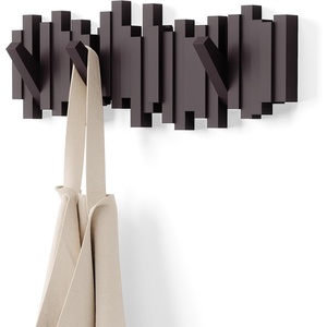 image:imageUmbra Sticks Wall Mount Coat Rack 5 Hook Retractable Pegs Grey  Mounting hardware included sculptural modern design entryway or bedroom use recycled plasticEspresso