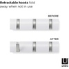 image:imageUmbra Flip Coat Rack Wall Mount Retractable Hooks 3Hook WhiteNickel  Real wood and steel build folds flat when not in use holds coats bags and scarves easy install