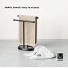 image:imageUmbra Palm Towel Tree Free Standing Hand Towel Holder Black  Steel construction base tray for accessories polished nickel finish compact design no drilling required