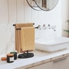 image:imageUmbra Palm Towel Tree Free Standing Hand Towel Holder Black  Steel construction base tray for accessories polished nickel finish compact design no drilling required