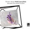 image:imageUmbra Prisma Picture Frame Floating Metal Wall Mount 4x6 Black  Steel wire construction unique geometric shape displays photo between glass desk or tabletop use hardware included