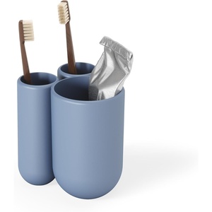 image:imageUmbra Touch Toothbrush Holder  Modern Organizer with 3 Compartments for Bathroom Storage Slate BlueSlate Blue