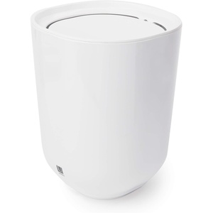 image:imageUmbra Step Trash Can with Lid Small Bathroom Garbage Can White  Melamine construction swing top design glossy finish compact footprint durable for high traffic 17 Gallon capacityWhite
